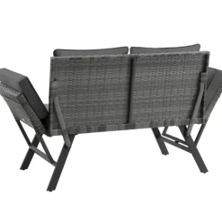 tectake Wicker-loungesofa Sintra, verstelbare armleuningen, 2in1, Grijs