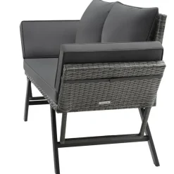 tectake Wicker-loungesofa Sintra, verstelbare armleuningen, 2in1, Grijs