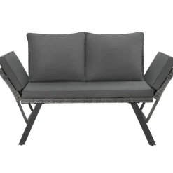 tectake Wicker-loungesofa Sintra, verstelbare armleuningen, 2in1, Grijs