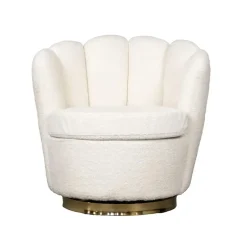 Teddy Fauteuil Wit - Met Gouden Onderstel - Fauteuil Quinty