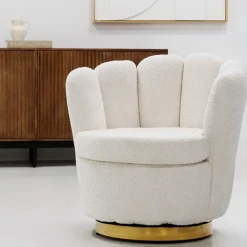 Teddy Fauteuil Wit - Met Gouden Onderstel - Fauteuil Quinty