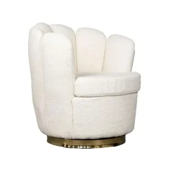 Teddy Fauteuil Wit - Met Gouden Onderstel - Fauteuil Quinty