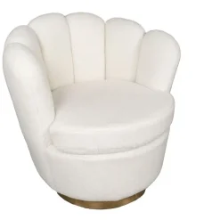 Teddy Fauteuil Wit - Met Gouden Onderstel - Fauteuil Quinty