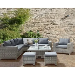 TEGLIO - Loungeset 9-zits - Grijs - Kunstrotan