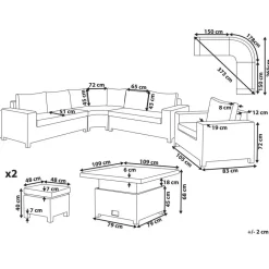 TEGLIO - Loungeset 9-zits - Grijs - Kunstrotan