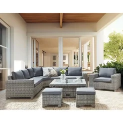 TEGLIO - Loungeset 9-zits - Grijs - Kunstrotan