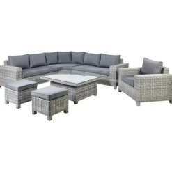 TEGLIO - Loungeset 9-zits - Grijs - Kunstrotan