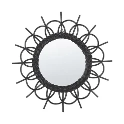 TELAKIA - Wandspiegel - Zwart - Rotan