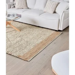TELLIKAYA - Loper vloerkleed - Groen/Beige - 160 x 230 cm - Jute