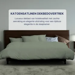 Ten Cate 100% Katoensatijnen Tweepersoons Dekbedovertrek - 200x200/220 - Groen