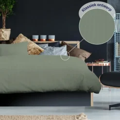 Ten Cate 100% Katoensatijnen Tweepersoons Dekbedovertrek - 200x200/220 - Groen