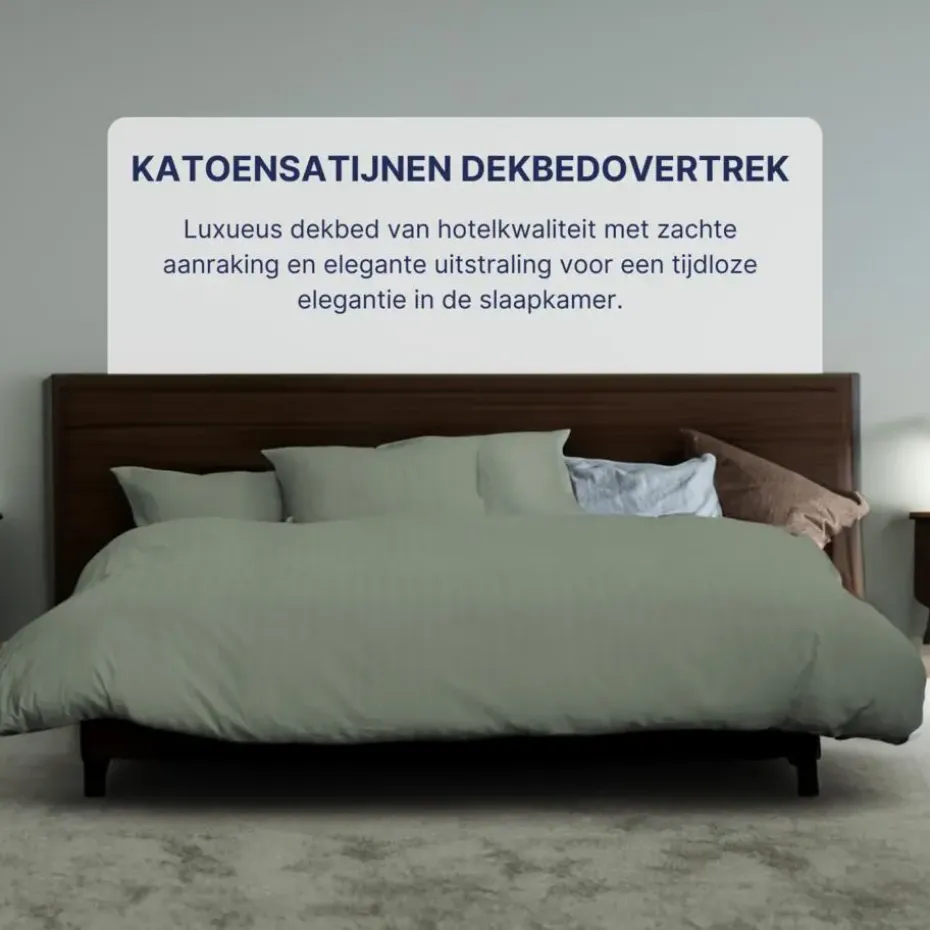 Ten Cate 100% Katoensatijnen Lits-jumeaux Dekbedovertrek - 240x200/220 - Groen