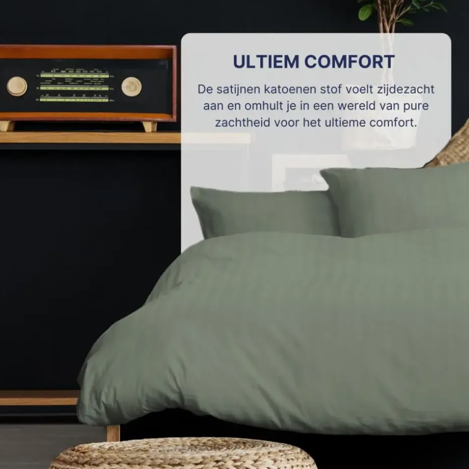 Ten Cate 100% Katoensatijnen Lits-jumeaux Dekbedovertrek - 240x200/220 - Groen