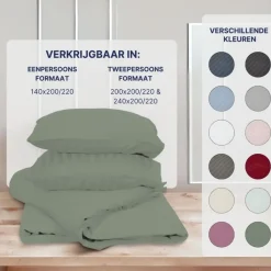 Ten Cate 100% Katoensatijnen Lits-jumeaux Dekbedovertrek - 240x200/220 - Groen