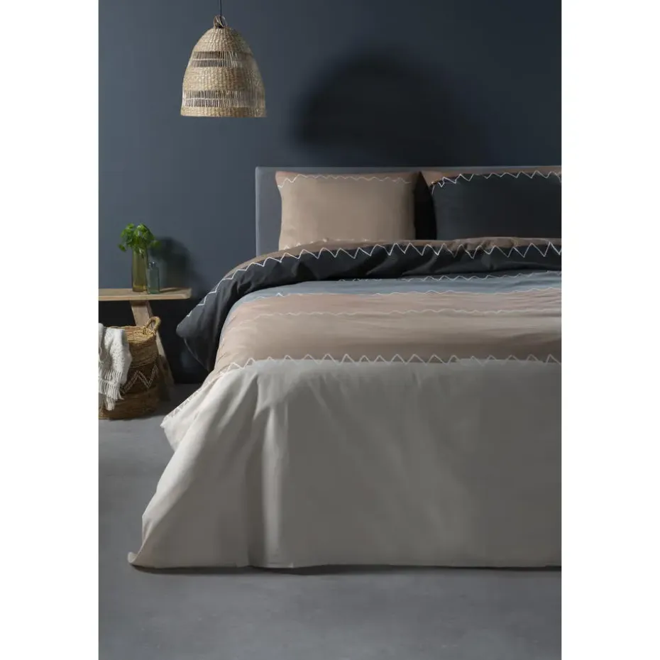 Ten Cate Katoenen Dekbedovertrek - 240x200/220 - Zig Zag Taupe