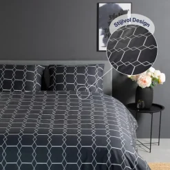 Ten Cate Katoenen Dekbedovertrek - 200x200/220 cm - Graphic Gray