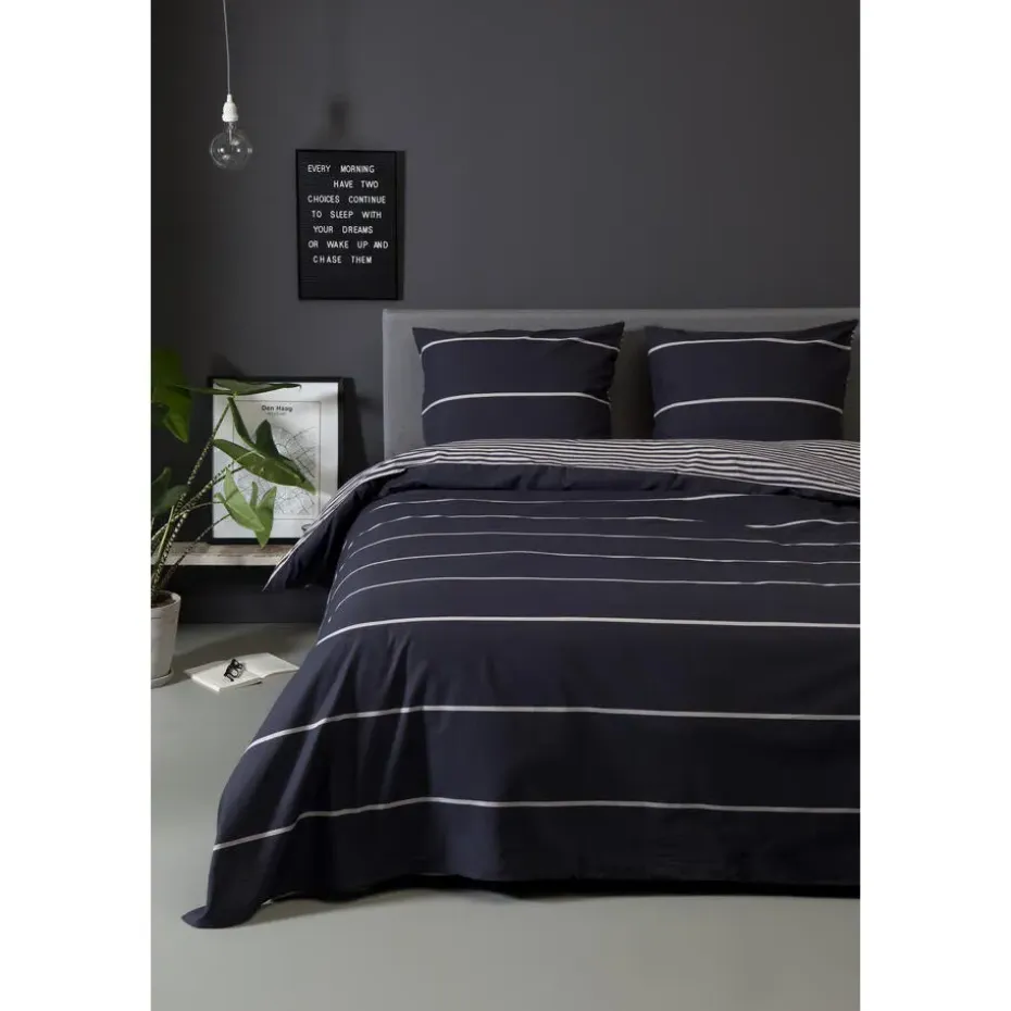 Ten Cate Katoenen Dekbedovertrek - 200x200/220 - Rima Grijs