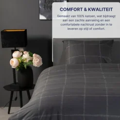 Ten Cate Katoenen Dekbedovertrek - 140x200/220 cm - Louis Antraciet