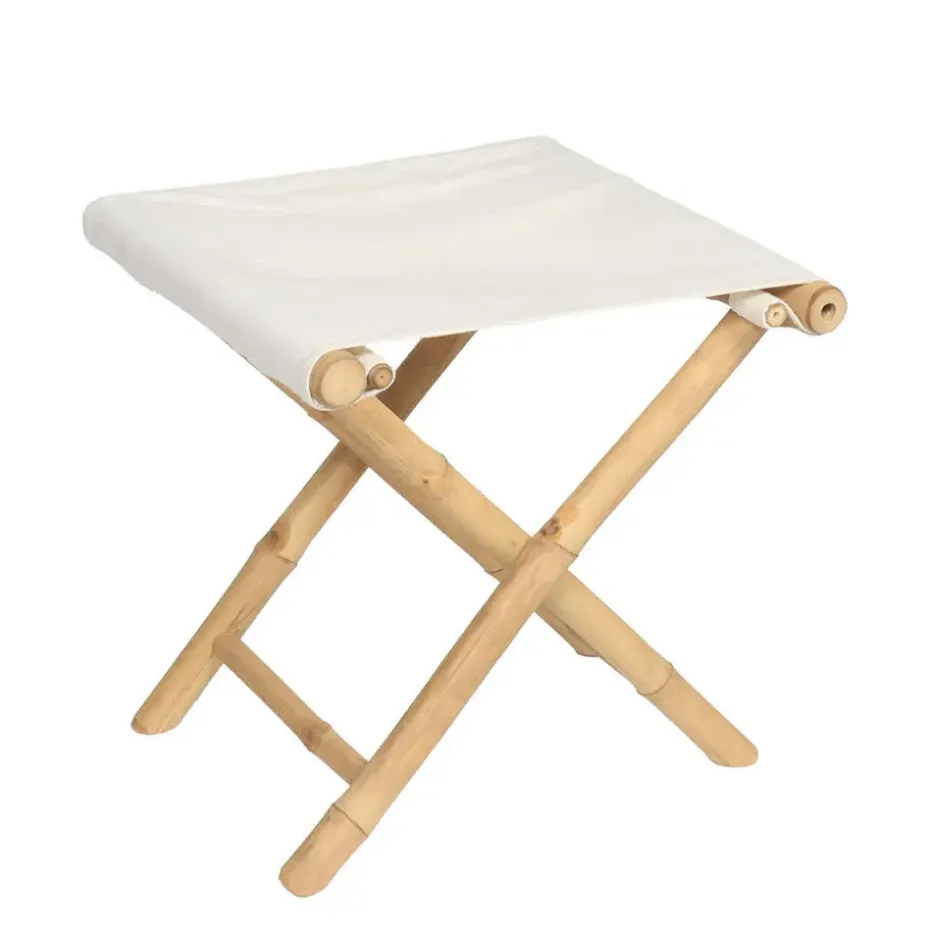 Tendance Bijzet krukje/stoel - Inklapbaar - creme wit - vouwkruk