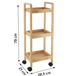 Tendance Keuken/badkamer trolley - 29 x 21 x 79 cm - naturel