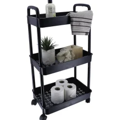 Tendance Keuken/badkamer trolley 3 laags - 38 x 26 x 77cm - zwart