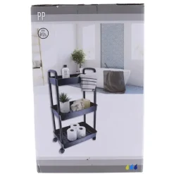 Tendance Keuken/badkamer trolley 3 laags - 38 x 26 x 77cm - zwart