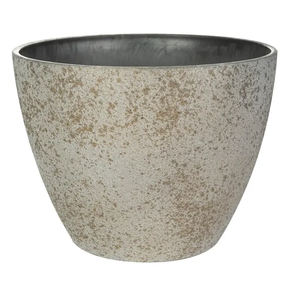 Ter Steege Bloempot/plantenpot - buiten - beige/goud - D13/H12 cm