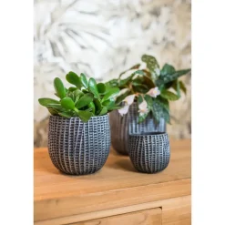 Ter Steege Bloempot/plantenpot - binnen - zwart/metaal - D15/H13 cm