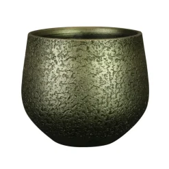 Ter Steege Plantenpot - keramiek - metallic donkergroen - 23x20cm