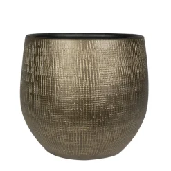 Ter Steege Plantenpot/bloempot - keramiek - metal goud - 31x28cm