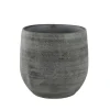 Ter Steege Plantenpot/bloempot - keramiek - grijs - 15 x 13 cm