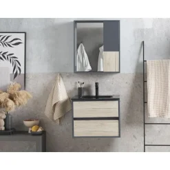TERUEL - Badkamermeubel - Lichthout/Grijs - MDF
