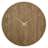 TFA Wandklok - donker naturel hout - hout - D30 cm