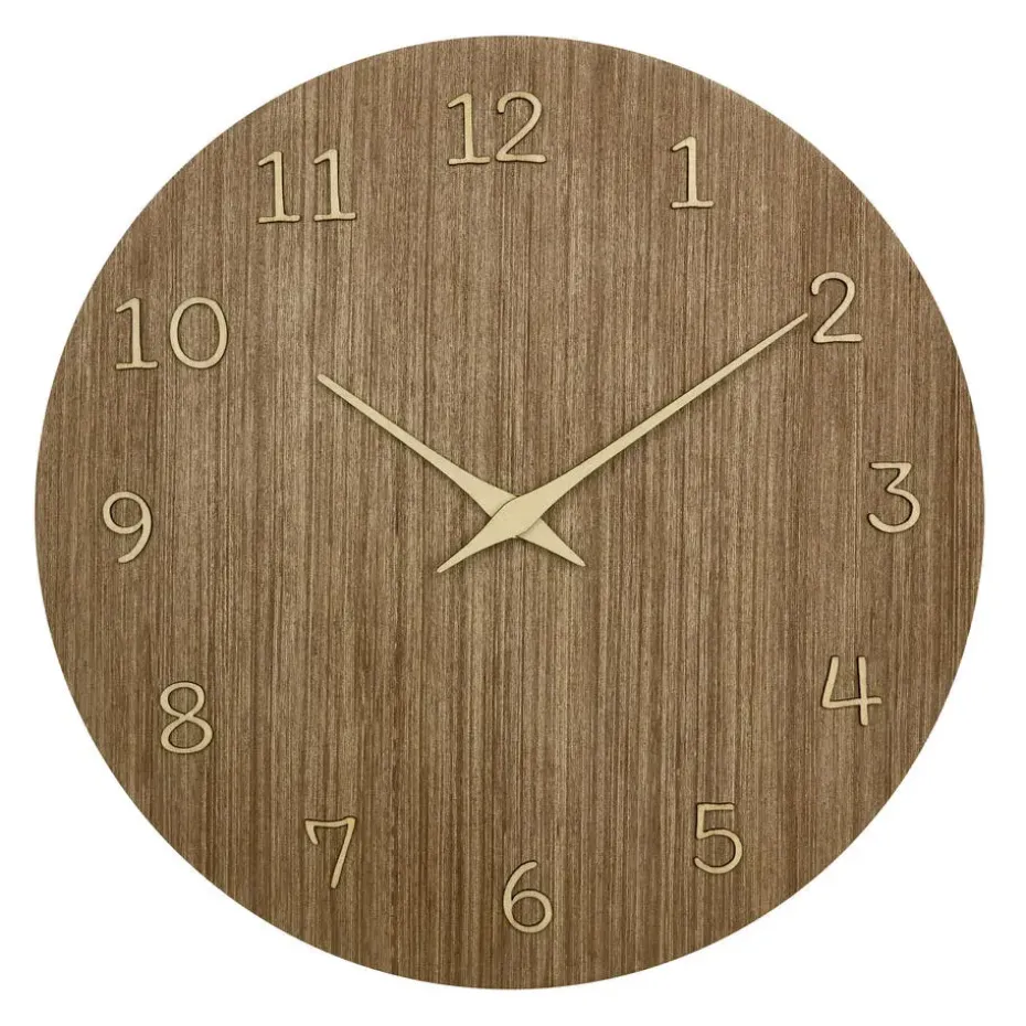 TFA Wandklok - donker naturel hout - hout - D30 cm