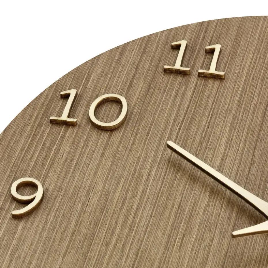 TFA Wandklok - donker naturel hout - hout - D30 cm