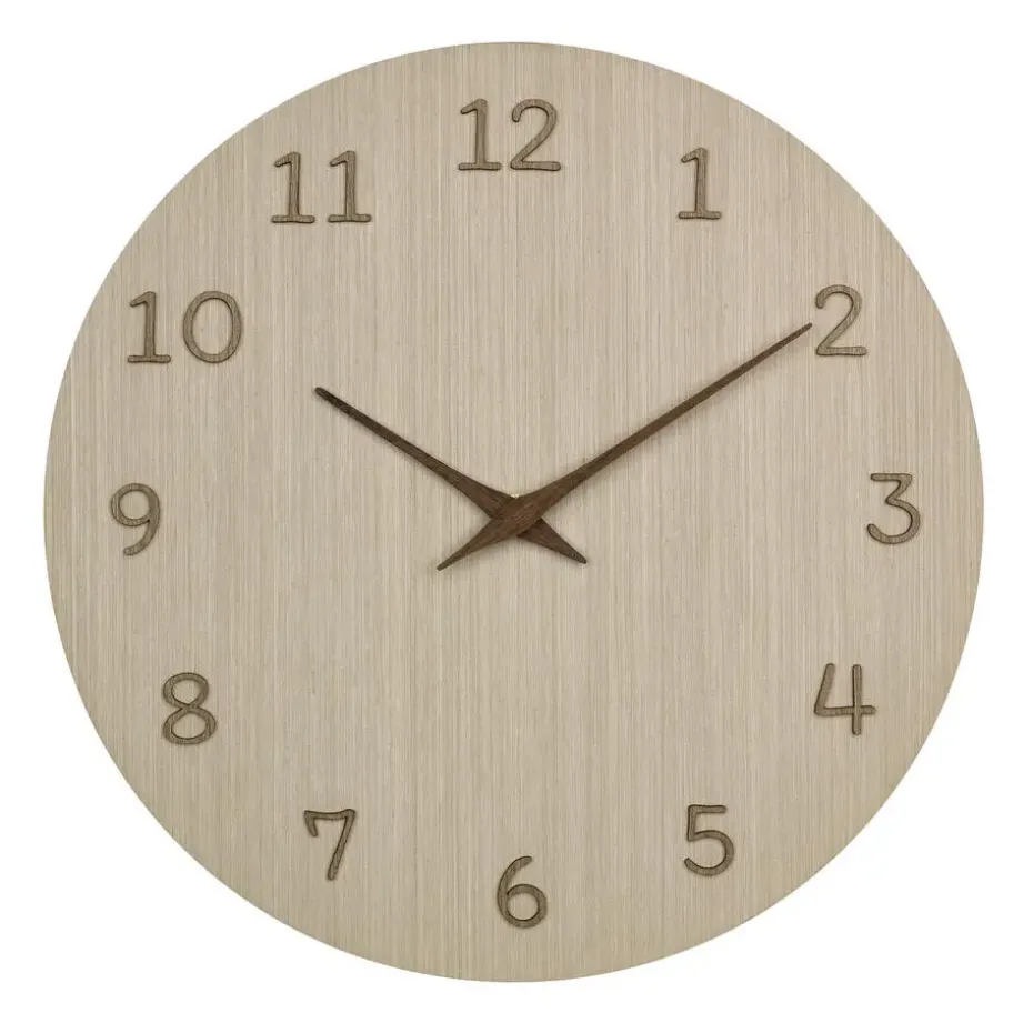 TFA Wandklok - naturel houtkleur - hout - D30 cm
