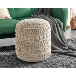 THAKOT - Poef - Beige - 45 x 45 x 45 cm - Katoen