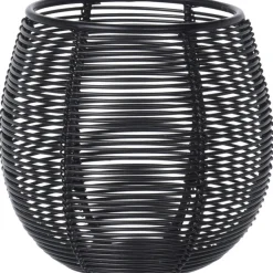Theelicht/waxinelichthouder metaal draad - zwart - D10 cm