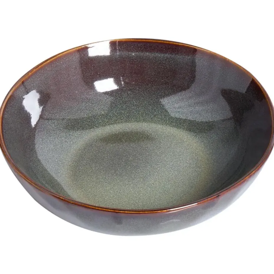 THYME - Diepe borden set van 8 - Donkergroen - Steengoed