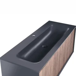 TITICACA - Wandgemonteerd meubel met wasbak - Donkerbruin - MDF