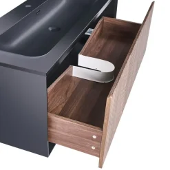 TITICACA - Wandgemonteerd meubel met wasbak - Donkerbruin - MDF