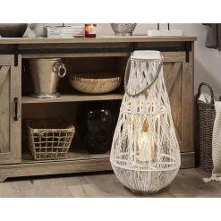 TONGA - Lantaarn - Wit - Bamboehout