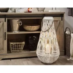 TONGA - Lantaarn - Wit - Bamboehout