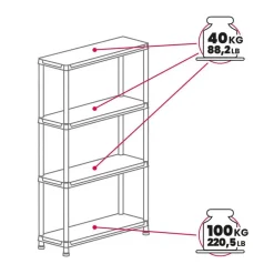 Toomax universal pro opbergrek - 4 planken - 90x40x138 cm