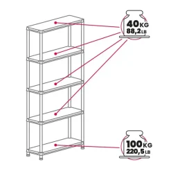 Toomax universal pro opbergrek - 5 planken - 90x40x180 cm
