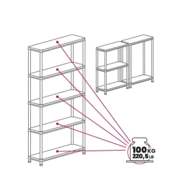 Toomax universal pro opbergrek - 5 planken - 100x40x180 cm - 2 stuks