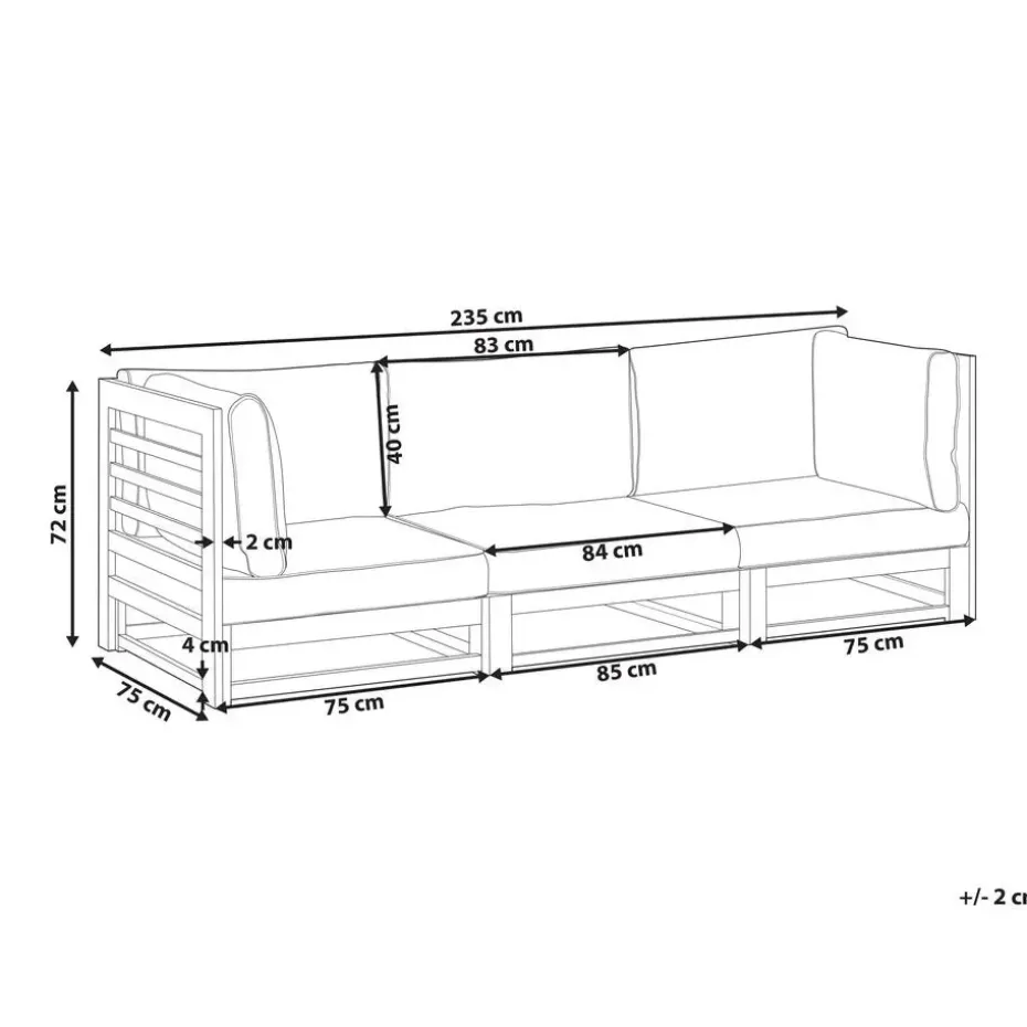TRANI - Loungebank 3-zits - Mahonie - Acaciahout