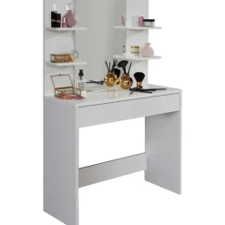 Trendteam Make-uptafel Basix - 85 x 40 x 141 cm - 100% Melaminegecoat - Wit