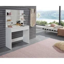 Trendteam Make-uptafel Basix - 85 x 40 x 141 cm - 100% Melaminegecoat - Wit