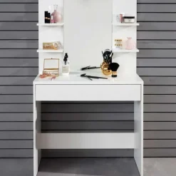 Trendteam Make-uptafel Basix - 85 x 40 x 141 cm - 100% Melaminegecoat - Wit